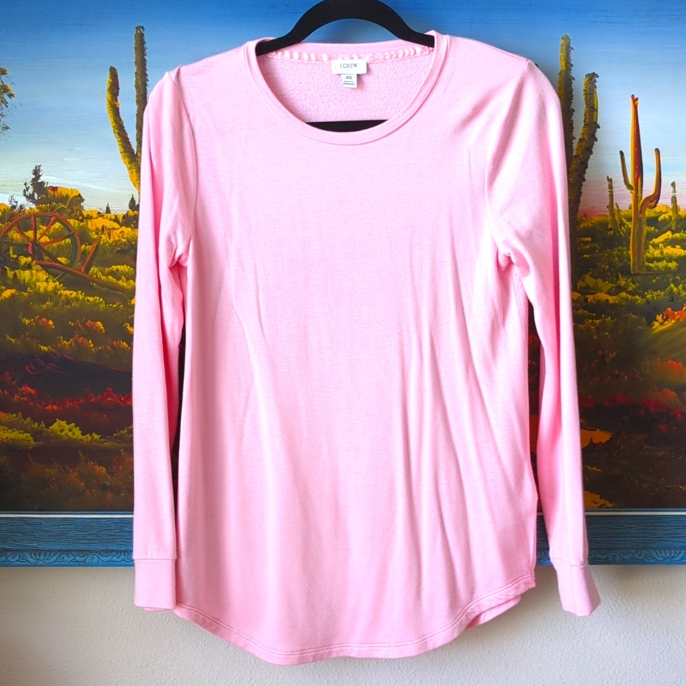 J. Crew Long-Sleeve Super-Comfy Crewneck Tee in Pink